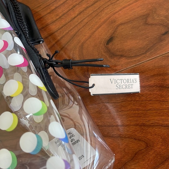 NWT Victoria's Secret Pink Clear Rainbow Smiley Face Cosmetic Bag Pouch - Picture 9 of 9